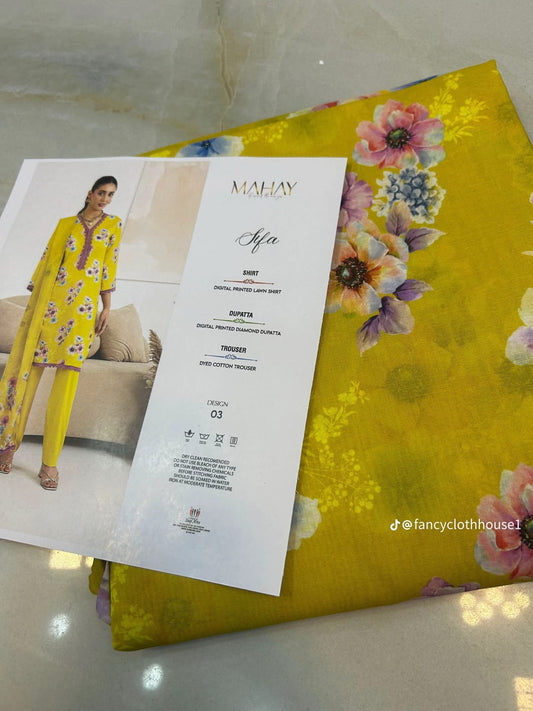 Women’s Unstitched 3-Piece Lawn Suit – Yellow Floral Print